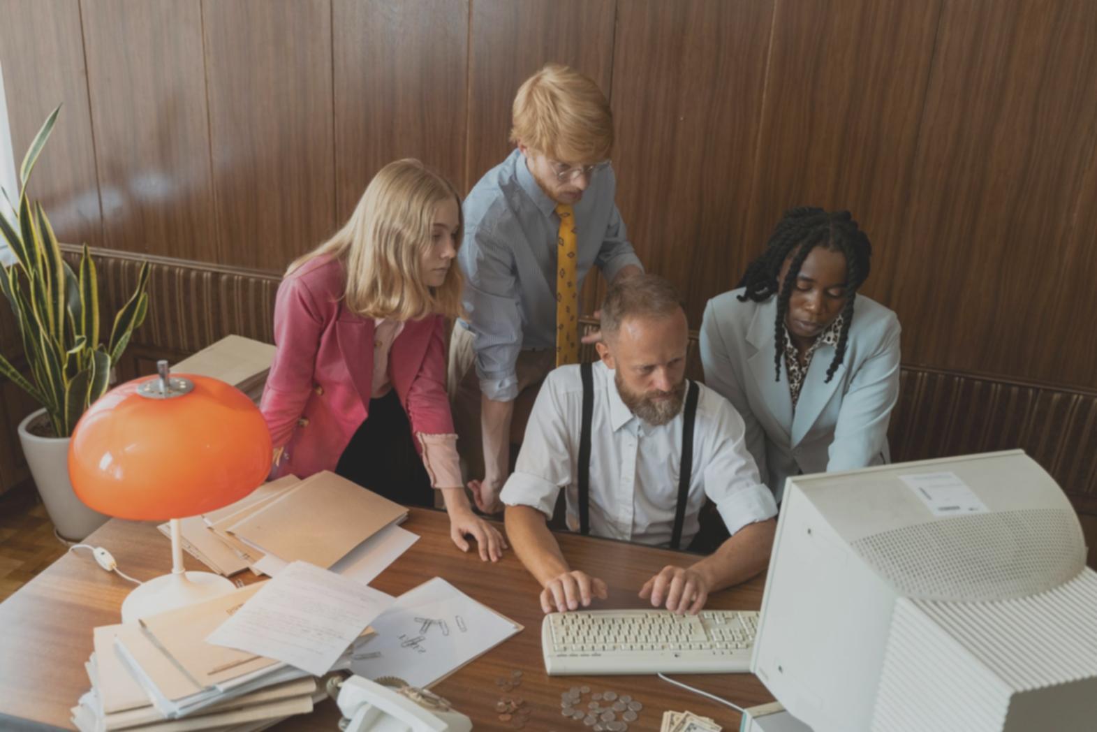 Corporate event setup with modern staging and professional lighting