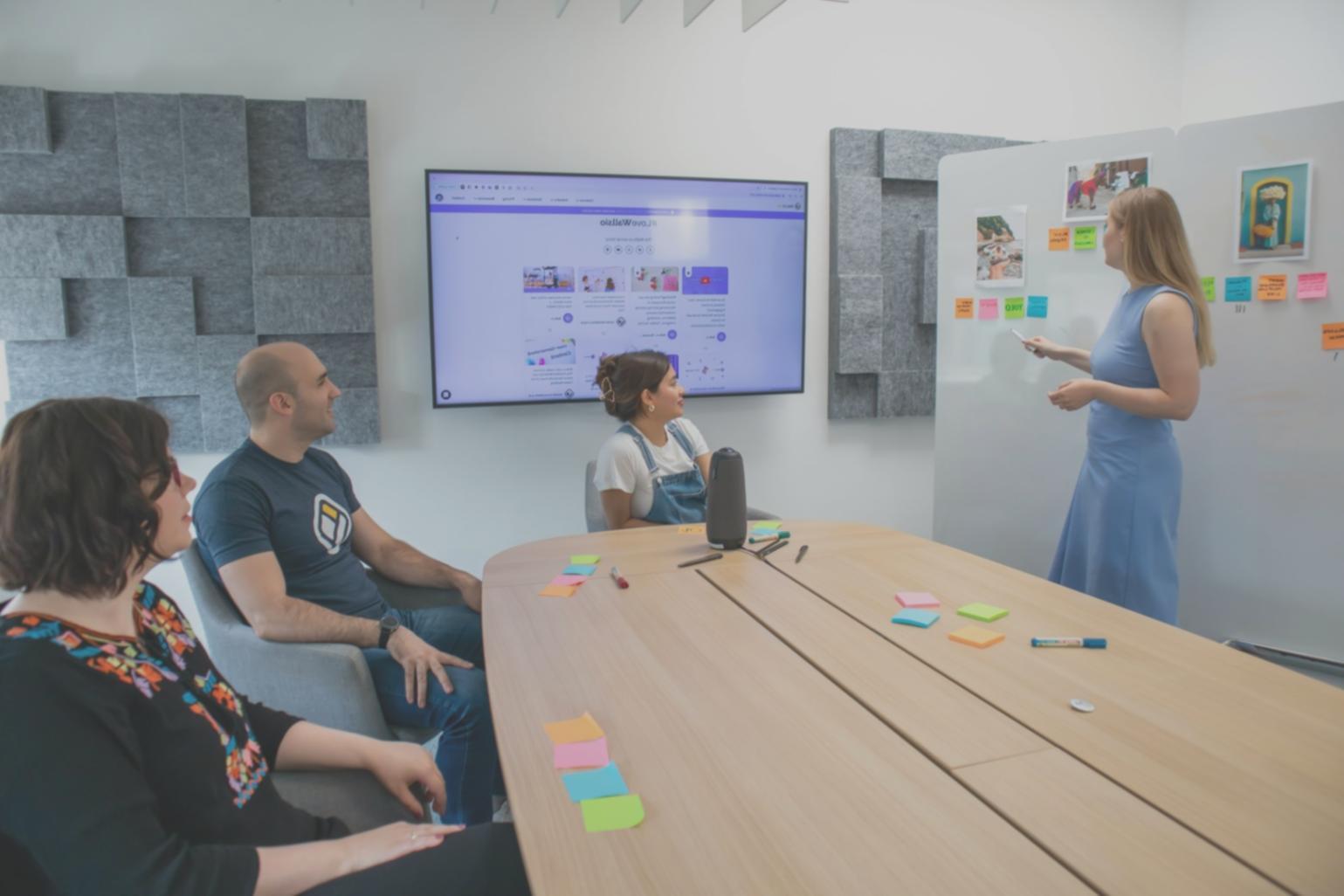 Event team coordinating details during corporate function